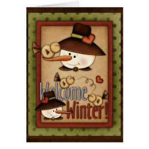 Temporada de Invierno Snowfolk Snowman Greeting Ca