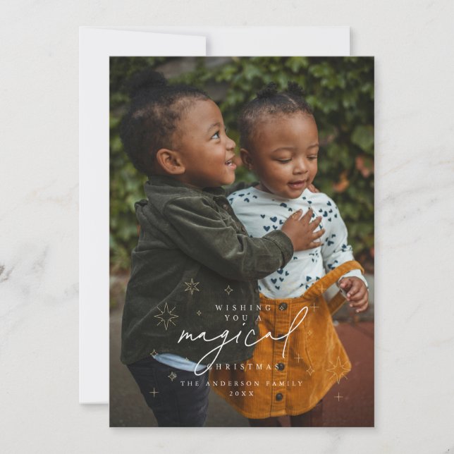 Temporada de Navidades mágicos con tarjeta fotográ (Anverso)