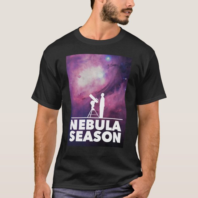 Temporada de nebulosas camiseta negra masculina (Anverso)