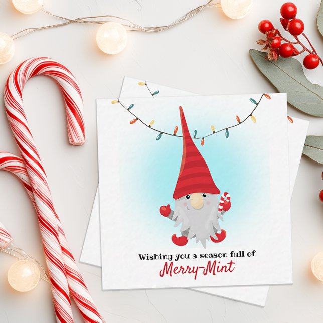 Temporada llena de tarjeta de nota Merry Mint Elf (Merry Mint Candy Cane Card)
