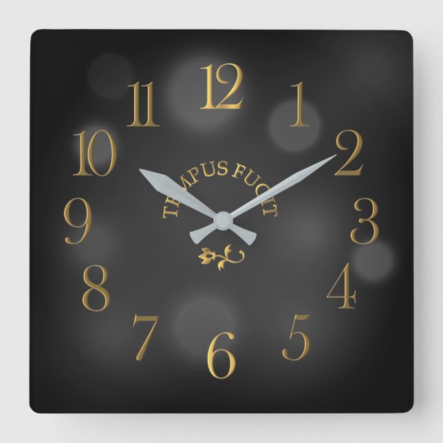 Tempus Fugit Black Bokeh Acrílico reloj de pared (Anverso)