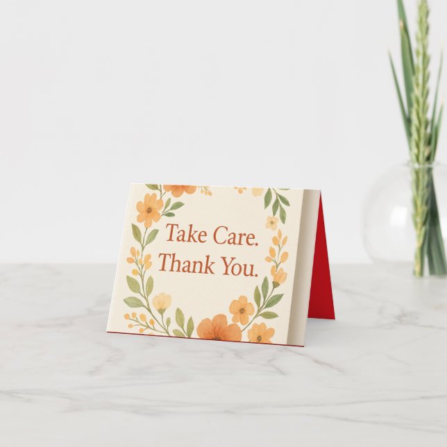 Ten Cuidado. Gracias - Elegante Tarjeta De Saludo (Anverso)