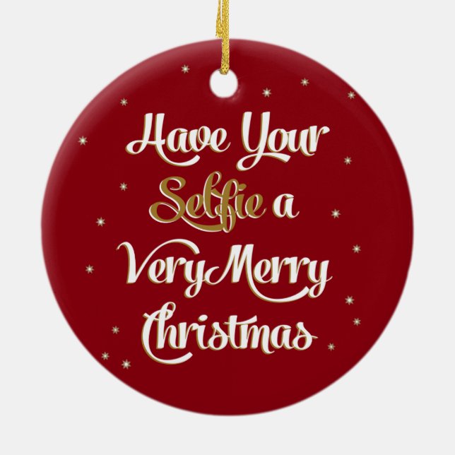 Ten tu "Selfie" Ornamento navideño Feliz Rojo (Atrás)