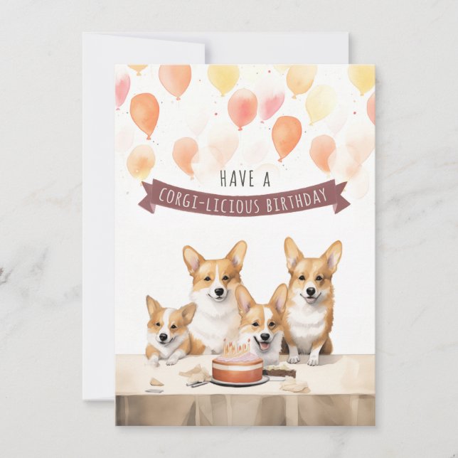 Ten un cumpleaños corgi-licioso. Tarjeta de cumple (Anverso)