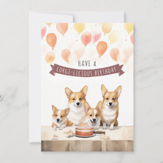 Ten un cumpleaños corgi-licioso. Tarjeta de cumple