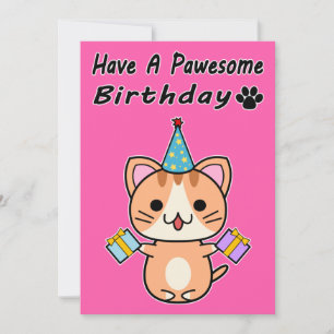 Ten Un Cumpleaños Pawesome - Gato Atigrado Rojizo