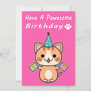 Ten Un Cumpleaños Pawesome - Gato Atigrado Rojizo