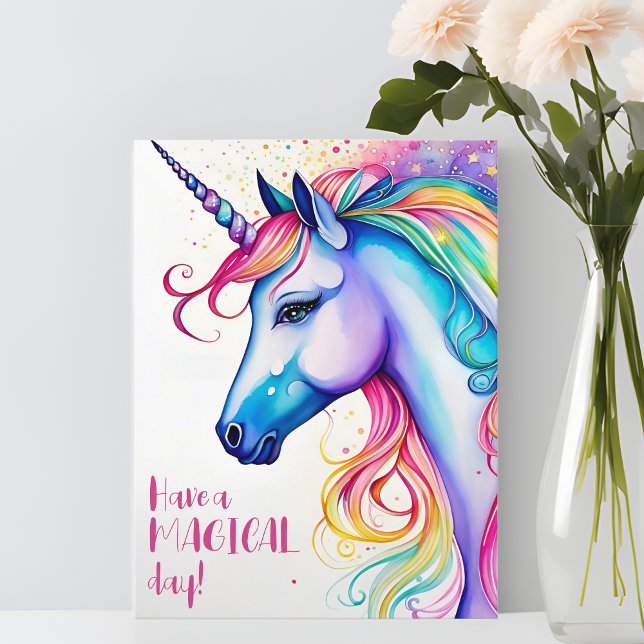 Ten una postal de Unicornio mágica por el día (Rainbow Joy, Whimsical Cheer! 🌈✨)