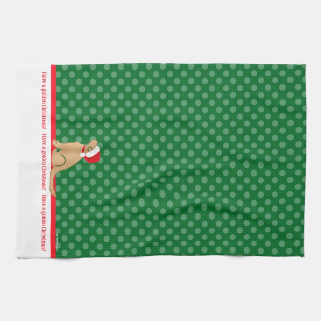 Ten una toalla de cocina verde de perro Navidades  (Horizontal)