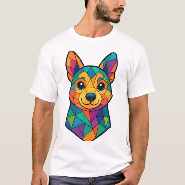 Tendencia de camiseta de perro geométrica (Anverso)