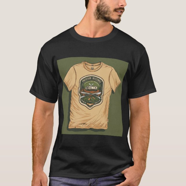 Tendencia de camisetas T negros con ilustracion ve (Anverso)