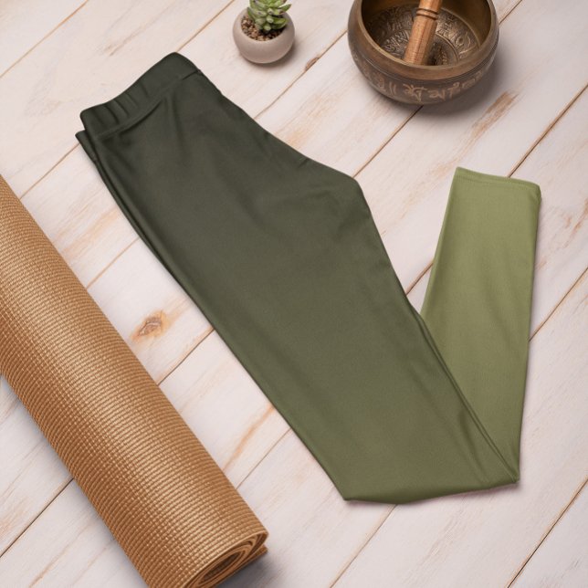 Tendencia Otoño Color Olive Green Ombre Leggings (Mockup 1)