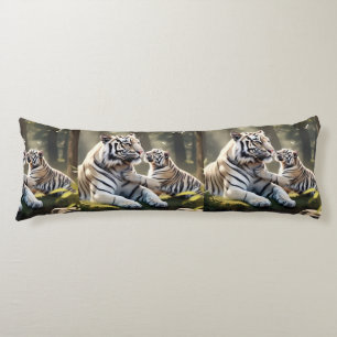 Tender White Tiger Bond – Almohada Elegante para e