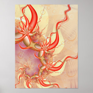 Tendones de Coral Rojo Arte Fractal Abstracto
