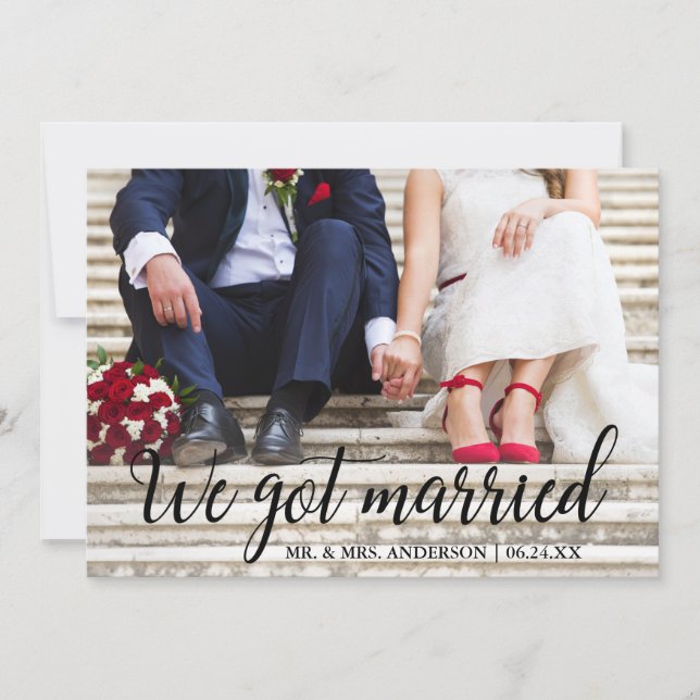 Tenemos Tarjeta de caligrafía fotográfica Boda cas (Anverso)