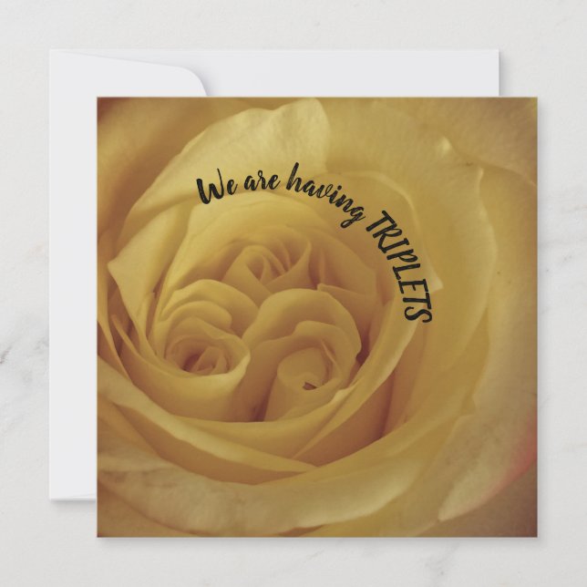 Tener trillizos Invitación de bebé rosa amarillo (Anverso)