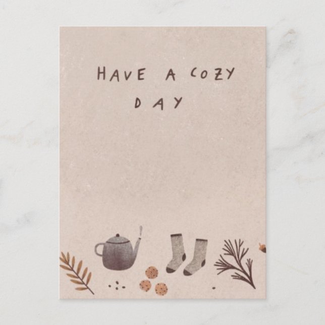 Tenga un día acogedor tarjeta postal de bendición  (Anverso)