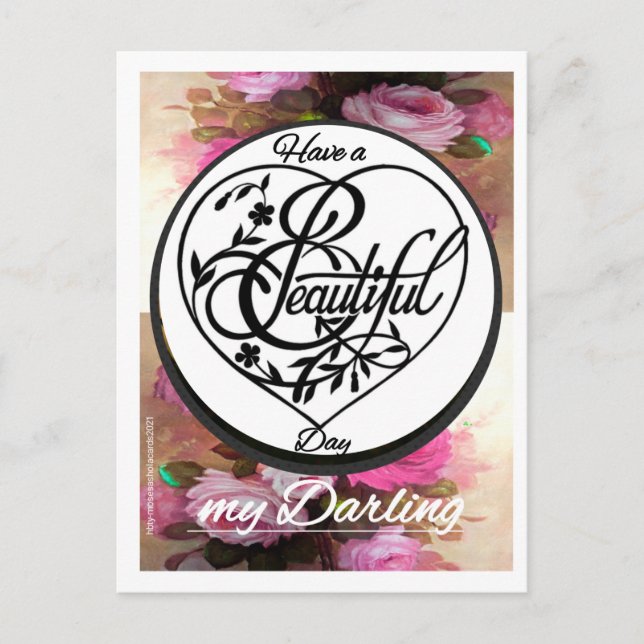 Tenga un Día 'Hermoso' Dibujado a Mano &... Postal (Anverso)
