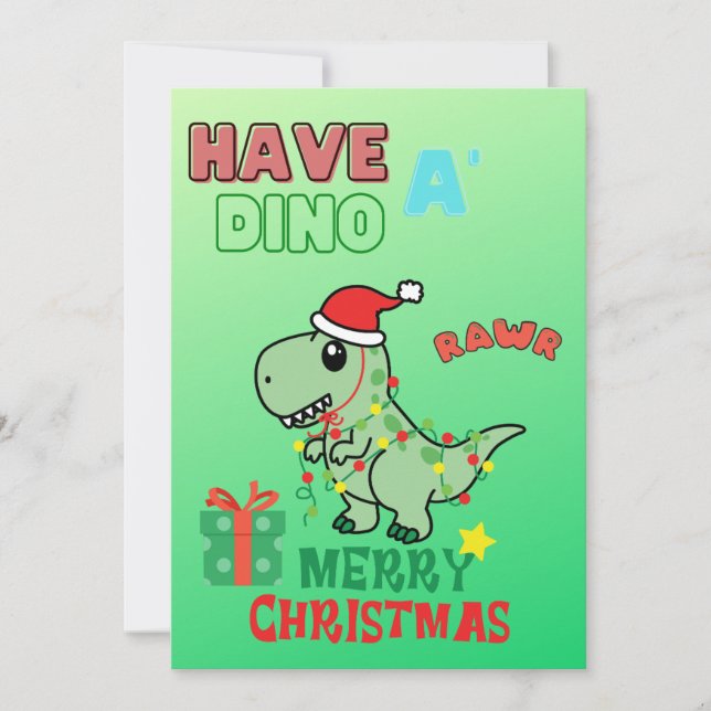 Tenga un Dino Feliz Navidad Tarjeta de Felicitació (Anverso)