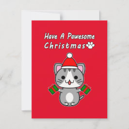Tenga una Navidad Pawesome - Gato Atigrado Gris