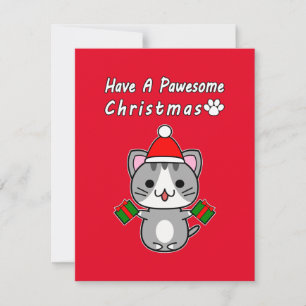 Tenga una Navidad Pawesome - Gato Atigrado Gris