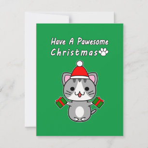 Tenga una Navidad Pawesome - Gato Atigrado Gris
