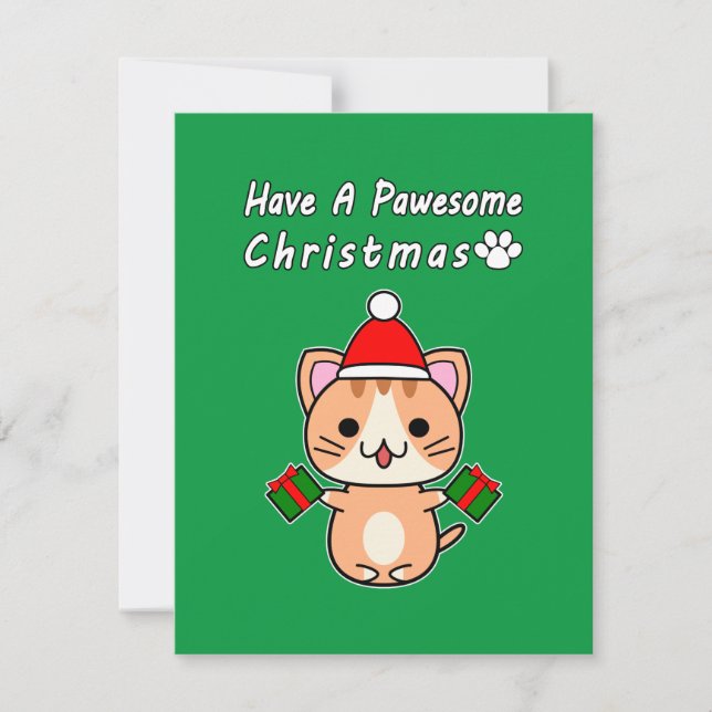 Tenga una Navidad Pawesome - Gato Atigrado Rojizo (Anverso)
