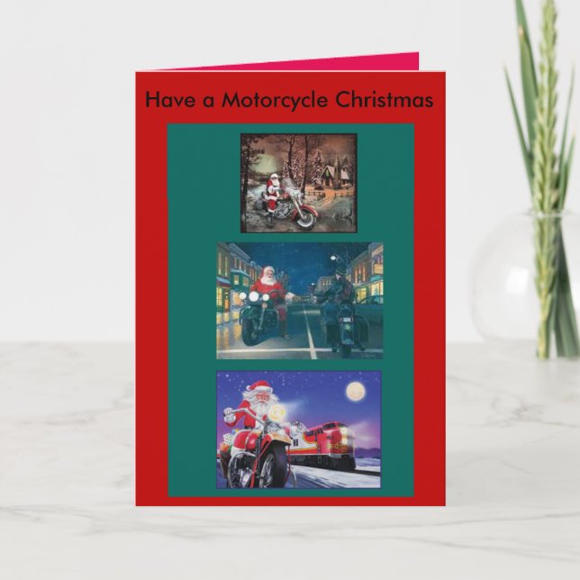 Tenga una tarjeta de Navidad de la motocicleta (Anverso)
