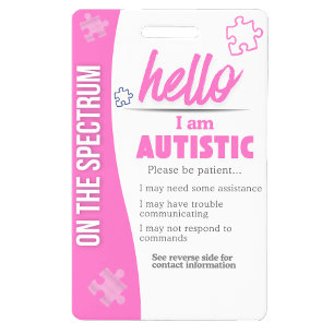 Tengo Autismo ID Tarjeta de Identificación Persona