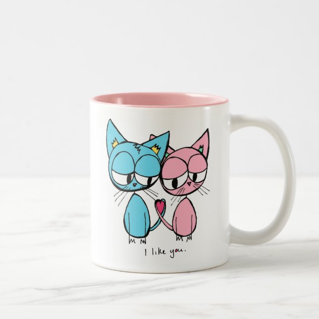 tengo gusto de usted - taza de café azul y rosada (Derecha)