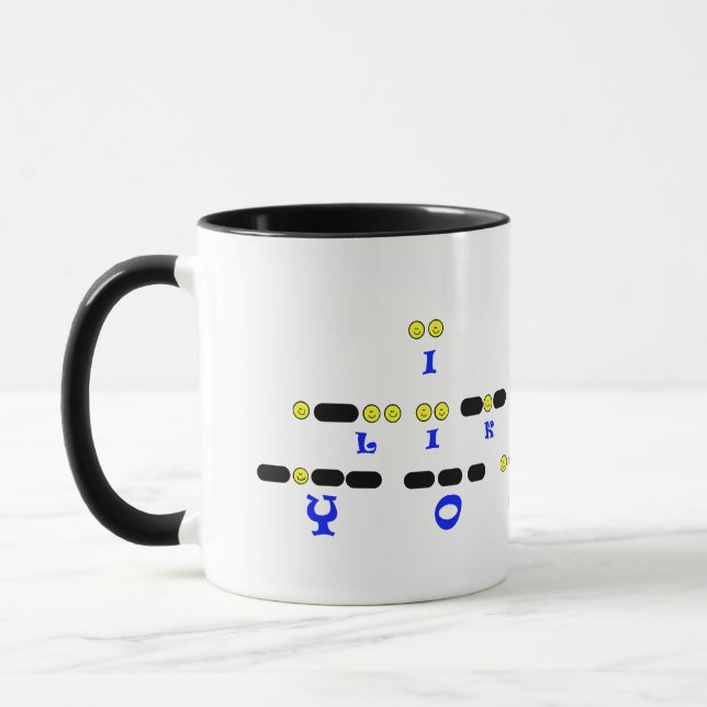 TENGO GUSTO de USTED taza del código Morse (Izquierda)