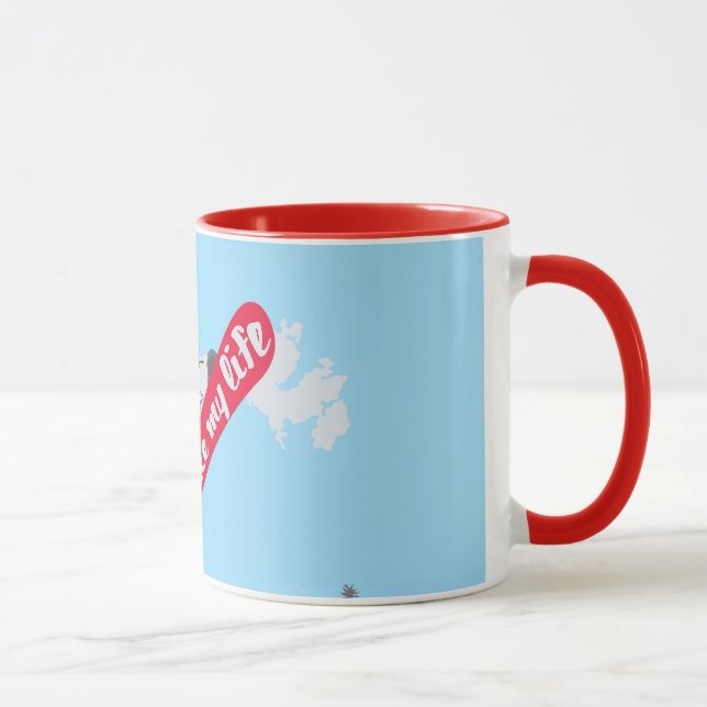 "Tengo gusto taza de la snowboard de MI vida" (Derecha)