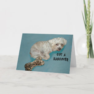 Tengo una tarjeta de resaca para perro blanco
