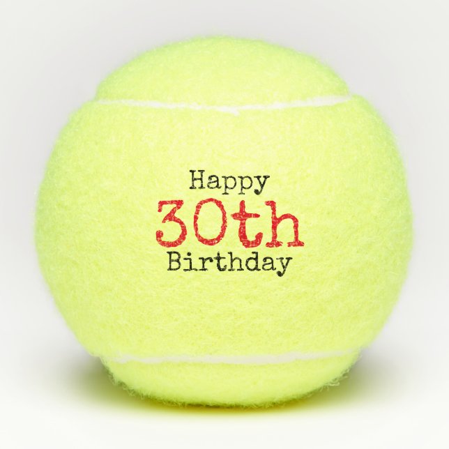 Tenis 30º cumpleaños con pelota de tenis y número (Anverso)