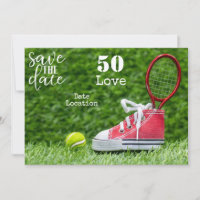 Tenis 50 cumpleaños Guardar la invitación de fecha
