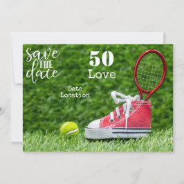 Tenis 50 cumpleaños Guardar la invitación de fecha