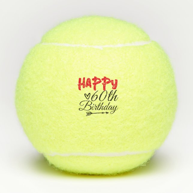 Tenis 60º cumpleaños con pelota de tenis y número (Anverso)