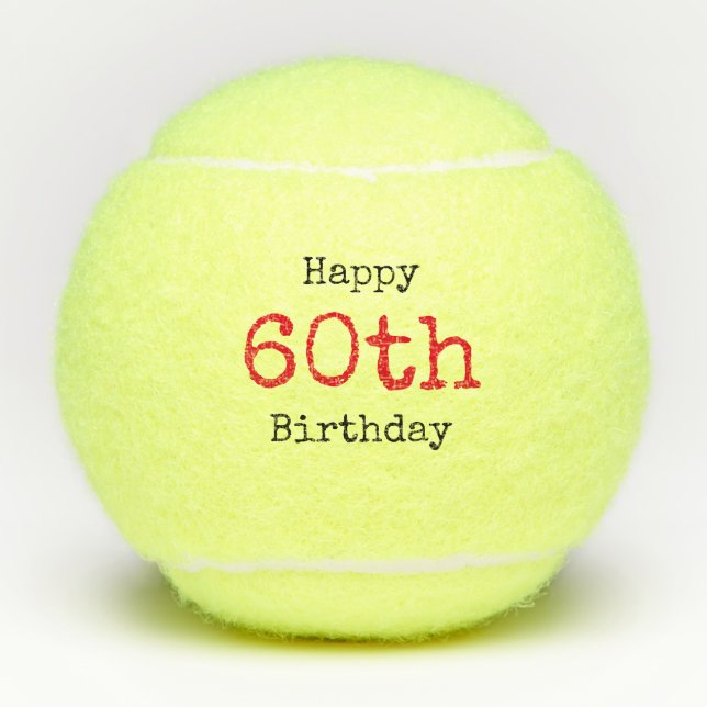 Tenis 60º cumpleaños con pelota de tenis y número (Anverso)