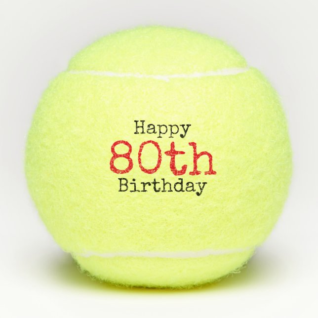 Tenis 80º cumpleaños con pelota de tenis y número (Anverso)