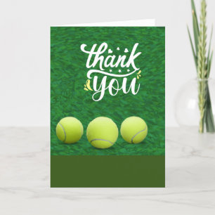 Tenis, carta de agradecimiento con bola para jugad