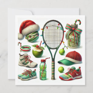 Tenis con tema de Navidad con equipo de tenis