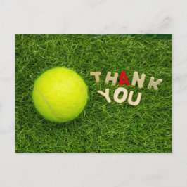 Tenis Gracias tarjeta con pelota de tenis y palabr