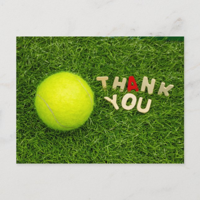 Tenis Gracias tarjeta con pelota de tenis y palabr (Anverso)