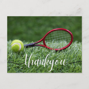 Tenis Gracias tarjeta con pelota de tenis y palabr