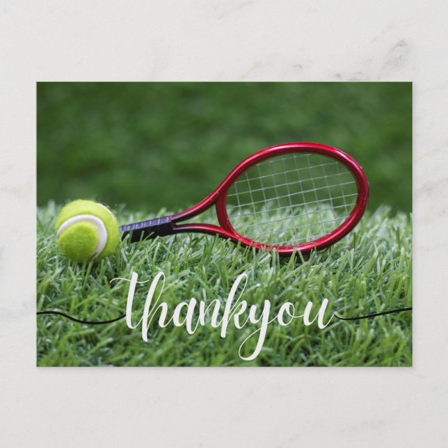 Tenis Gracias tarjeta con pelota de tenis y palabr (Anverso)