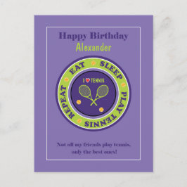 Tenis morado 🎾 postal de cumpleaños feliz