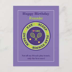 Tenis morado 🎾 postal de cumpleaños feliz
