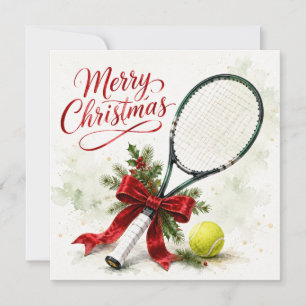 Tenis Navidad con pelota y raqueta de tenis