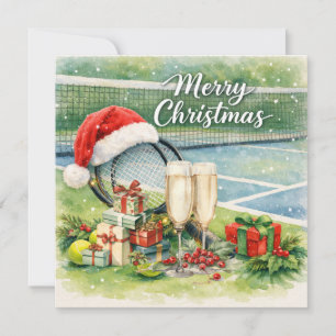 Tenis Navidad con raqueta y pelota en la cancha
