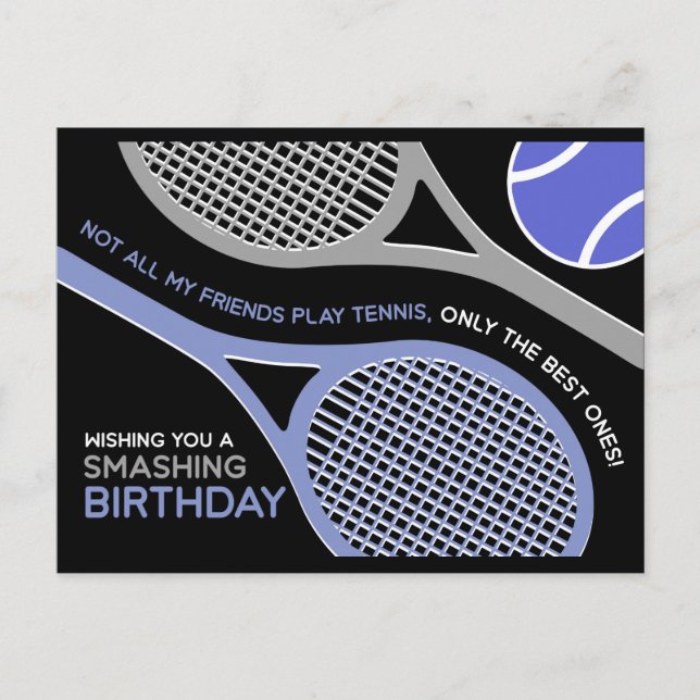 Tenis oscuro 🎾 postal de cumpleaños feliz (Anverso)